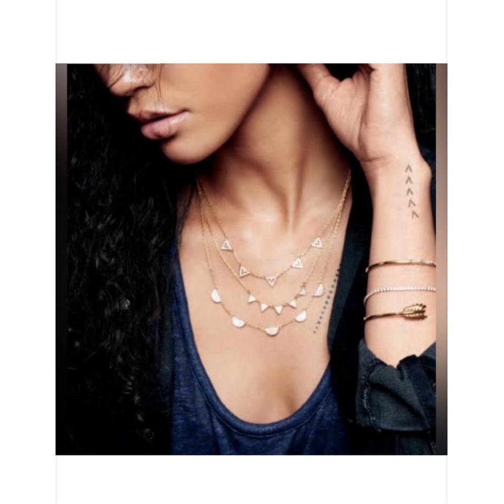 NWT Stella & Dot 3 Gold Triangle Layered Necklaces in gold - Picture 3 of 4